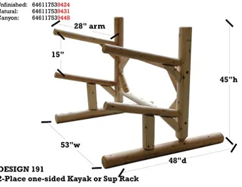 Log Kayak Rack 2-Place 1-Sided Kayak/SUP Rack Canyon Brown