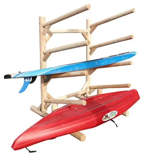 Log Kayak Rack 5-Place 1-Sided Kayak/SUP Rack Unfinished
