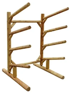 Log Kayak Rack 5-Place 1-Sided Kayak/SUP Rack Natural