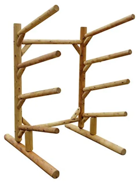 Log Kayak Rack 5-Place 1-Sided Kayak/SUP Rack Natural