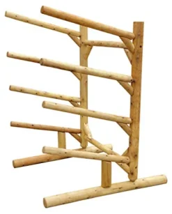 Log Kayak Rack 5-Place 1-Sided Kayak/SUP Rack Natural