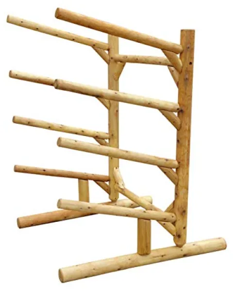 Log Kayak Rack 5-Place 1-Sided Kayak/SUP Rack Natural
