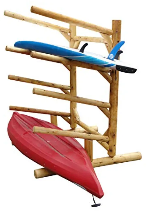 Log Kayak Rack 5-Place 1-Sided Kayak/SUP Rack Natural