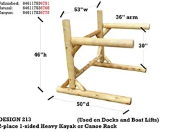 Log Kayak Rack 2-Place 1-Sided Heavy Kayak/Canoe Rack Natural