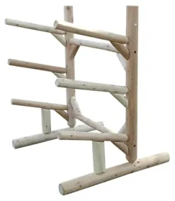 Log Kayak Rack 3-Place 1-Sided Kayak/SUPS Rack Natural