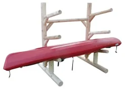 Log Kayak Rack 3-Place 1-Sided Kayak/SUPS Rack Natural