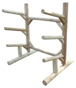Log Kayak Rack 3-Place 1-Sided Kayak/SUPS Rack Natural
