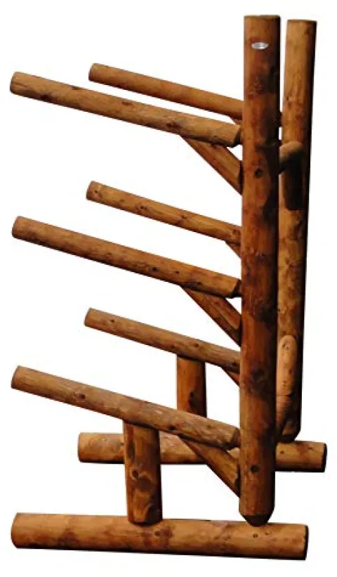 Log Kayak Rack 3-Place 1-Sided Kayak/SUPS Rack Canyon Brown