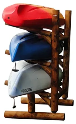 Log Kayak Rack 3-Place 1-Sided Kayak/SUPS Rack Canyon Brown