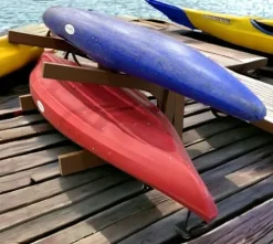 Log Kayak Rack Recycled Poly Kayak Rack Weatherproof Storage System Nutmeg Brown