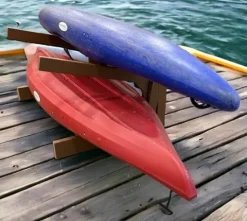 Log Kayak Rack Recycled Poly Kayak Rack Weatherproof Storage System Nutmeg Brown