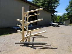 Log Kayak Rack Sunfish Sailboat and Canoe/Kayak Boom Rack Unfinished