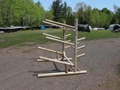 Log Kayak Rack Sunfish Sailboat and Canoe/Kayak Boom Rack Unfinished