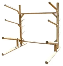 Log Kayak Rack Sunfish Sailboat + 3 Canoes or Kayaks with Boom Rack Natural
