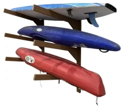 Log Kayak Rack Wall Kayak Holder Recycled Plastic Surfboard Rack Nutmeg Brown