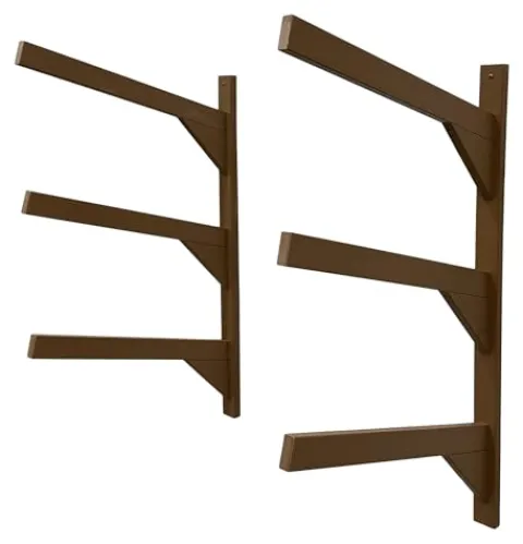 Log Kayak Rack Wall Kayak Holder Recycled Plastic Surfboard Rack Nutmeg Brown