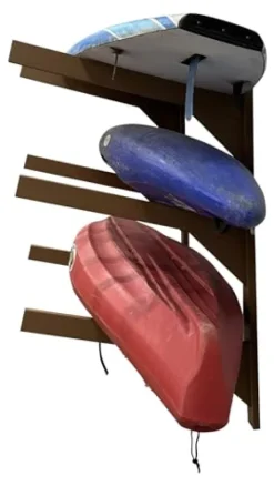 Log Kayak Rack Wall Kayak Holder Recycled Plastic Surfboard Rack Nutmeg Brown