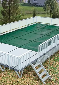 Loop-Loc Mesh Rectangle Safety Cover 16×24 Ft Green