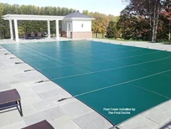 Loop-Loc Mesh Safety Swimming Pool Winter Cover 16×32 ft with Center Step Green
