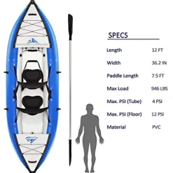 Loyaltaling Boating Equipment Inflatable Kayak Set with Paddle and Air Pump Blue and White