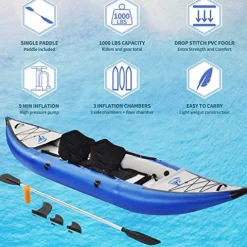 Loyaltaling Boating Equipment Inflatable Kayak Set with Paddle and Air Pump Blue and White