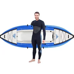 Loyaltaling Boating Equipment Inflatable Kayak Set with Paddle and Air Pump Blue and White