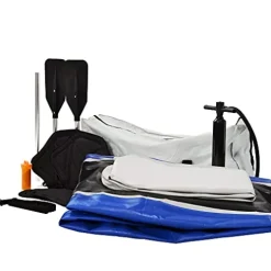 Loyaltaling Boating Equipment Inflatable Kayak Set with Paddle and Air Pump Blue and White