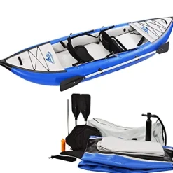 Loyaltaling Inflatable Whitewater Fishing Kayak Set Blue