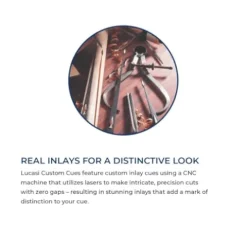 LUCASI Custom 58″ 2-Piece Pool Cue with Upgraded Low Deflection Shaft, Blue Luster Inlays, Black