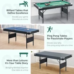 Lyromix 3-in-1 Portable Pool Table 5.5 FT for Kids, Green