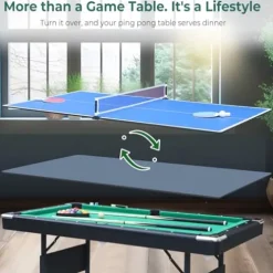 Lyromix 3-in-1 Portable Pool Table 5.5 FT for Kids, Green