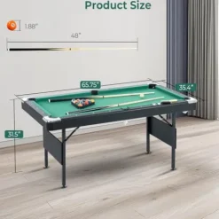 Lyromix 3-in-1 Portable Pool Table 5.5 FT for Kids, Green