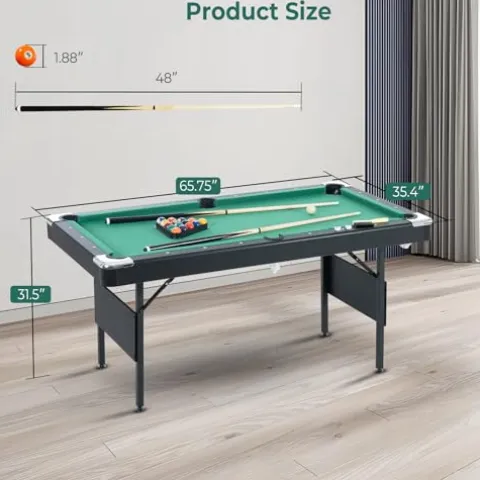 Lyromix 3-in-1 Portable Pool Table 5.5 FT for Kids, Green