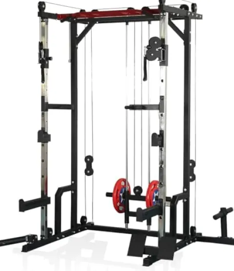MAAFRI Strong and Versatile Power Cage with LAT PullDown Red+Black+Silver