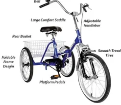 Mantis Tri-Rad Folding Adult Tricycle Blue