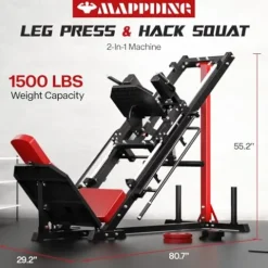 Mappding Leg Press Hack Squat Machine with Linear Bearing Red Cushion