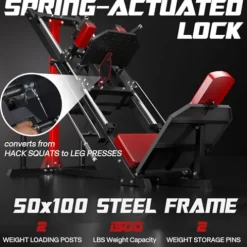 Mappding Leg Press Hack Squat Machine with Linear Bearing Red Cushion
