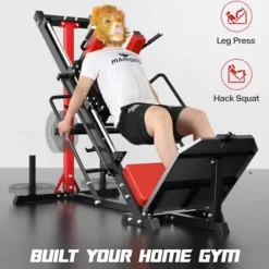 Mappding Leg Press Hack Squat Machine with Linear Bearing Red Cushion