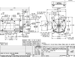 Marathon Electric Pump Motor 10 hp 3600 RPM 230VAC 1 Phase 1 Speed Ball Bearing C-Face Capacitor Start