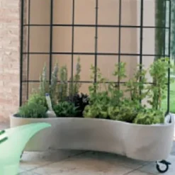 Marchioro Garden Products Sally Plus Garden Box with Self Watering Reservoir and Trellis Light Gray