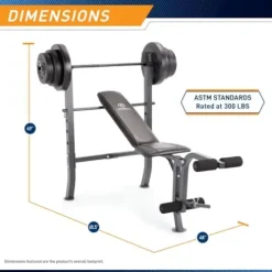 MARCY Diamond Elite MD Standard Bench with 100 lb. Weight Set Black