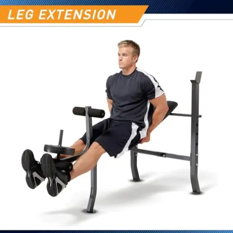 MARCY Diamond Elite MD Standard Bench with 100 lb. Weight Set Black