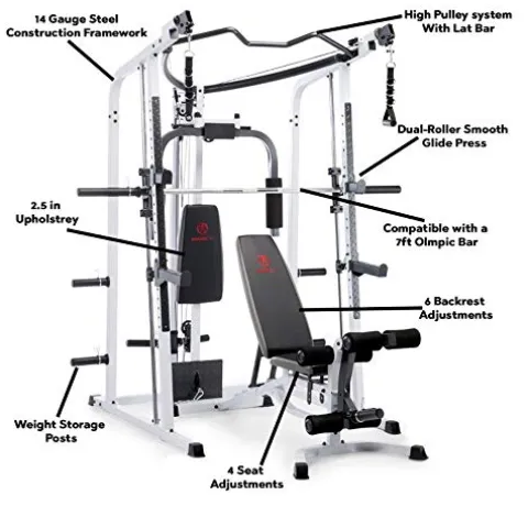 MARCY Pro Smith Cage Home Gym System White