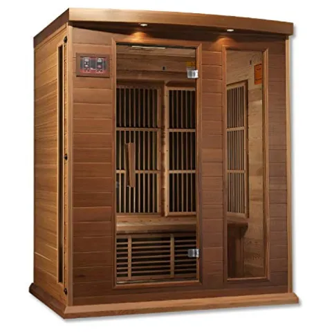 MAXXUS 3 Per Low EMF FAR Infrared Carbon Canadian Red Cedar Sauna Red