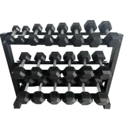 Mayhem Strength Rubber Hex Dumbbells 210lb Set Black