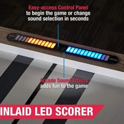 MD Sports 7′ Hinsdale Air Powered Hockey Table with Pusher and Puck Set White/Gray