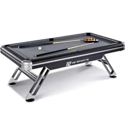 MD Sports 7.5′ Titan Drop Pocket Table with Pool Ball and Cue Stick Set Black/Silver