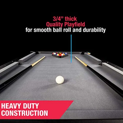 MD Sports 7.5′ Titan Drop Pocket Table with Pool Ball and Cue Stick Set Black/Silver