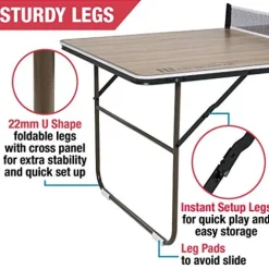 MD Sports Quick Fold Table Tennis Table Brown Wood Grain & White