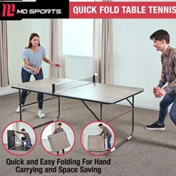 MD Sports Quick Fold Table Tennis Table Brown Wood Grain & White